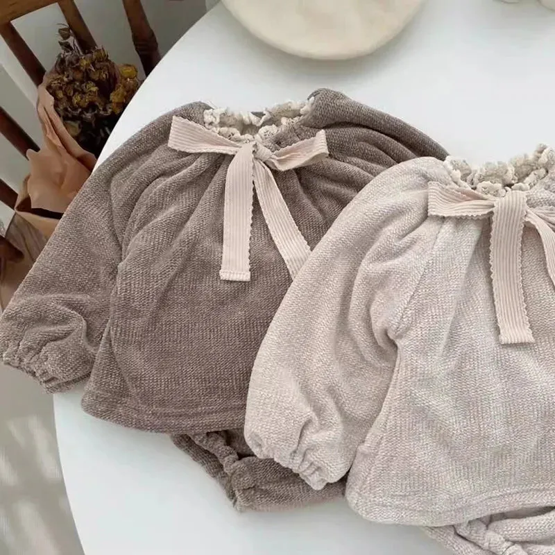 Winter Baby Double Layered Blouse & Bloomer 2Pcs Set