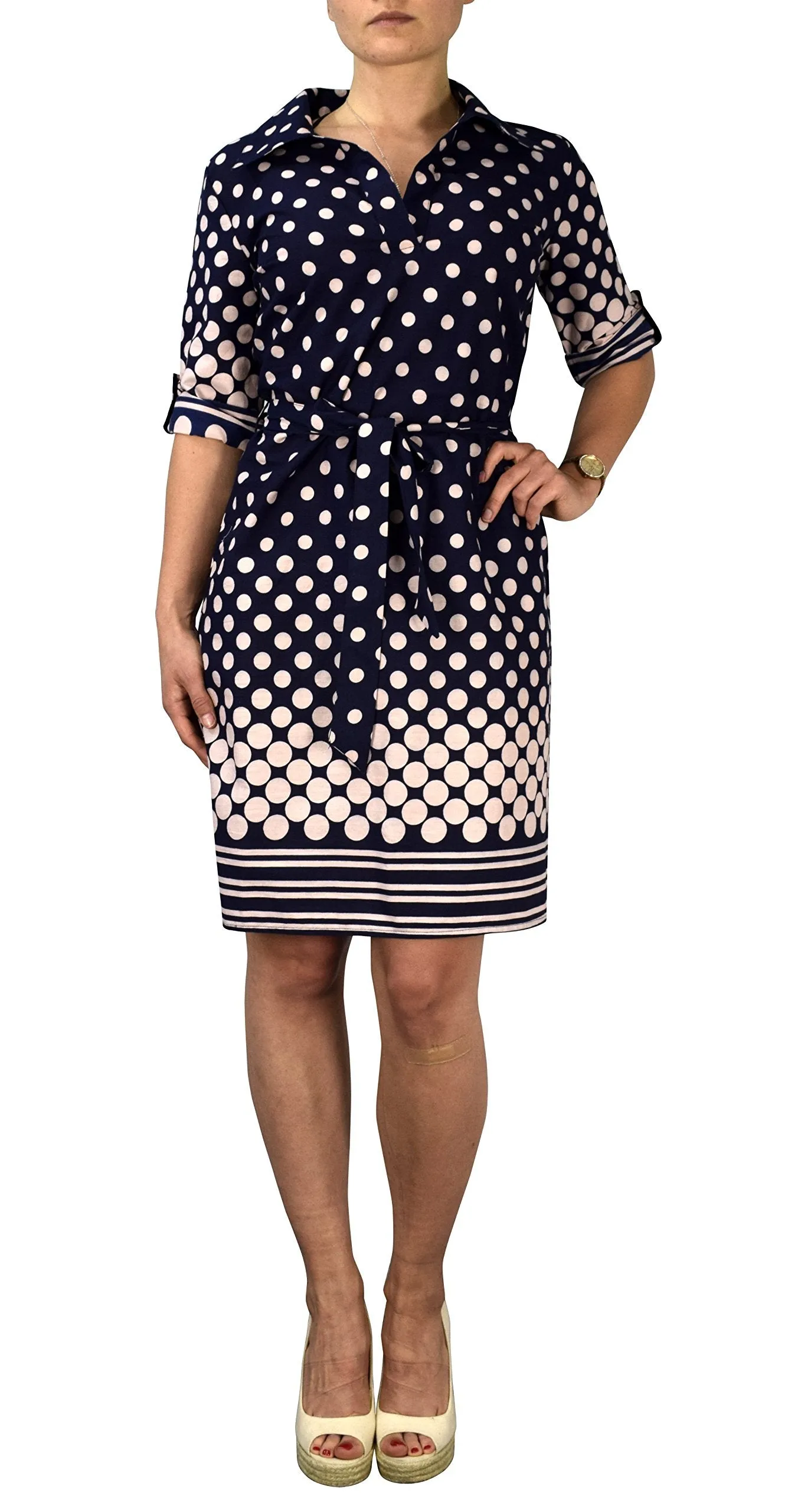 Womens Summer Causal V Neck Shift  Sleeve Waist Tie Shift Dress