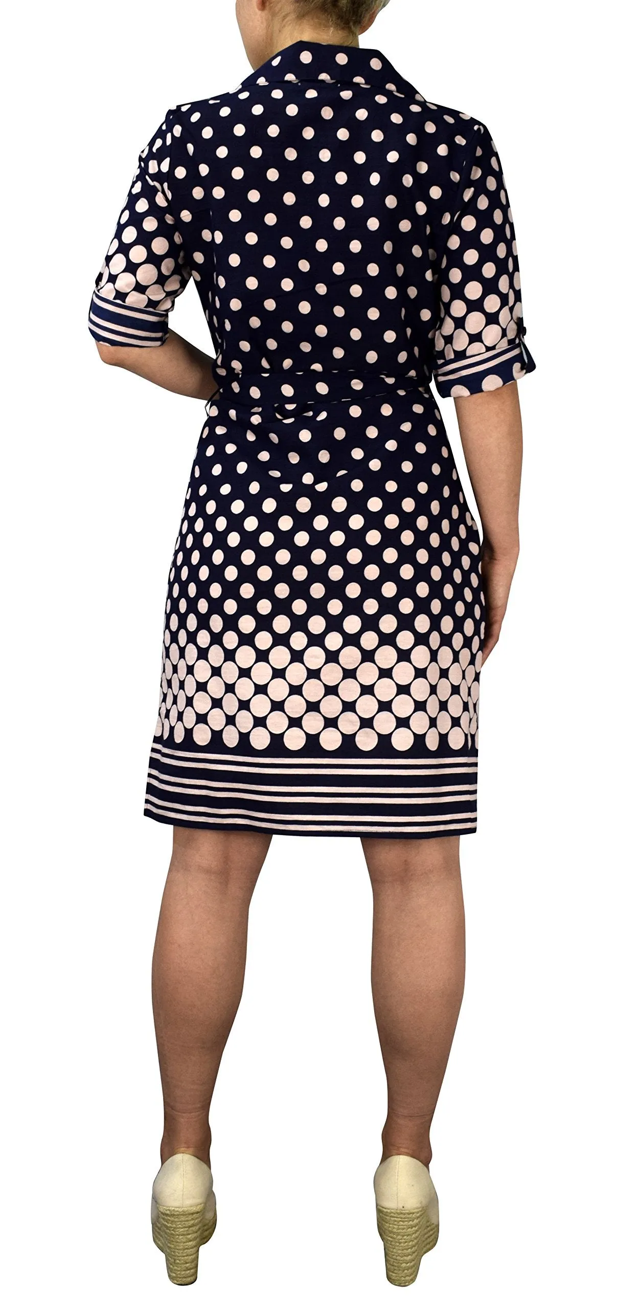 Womens Summer Causal V Neck Shift  Sleeve Waist Tie Shift Dress